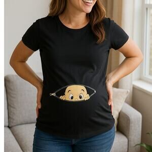 Maternity T-Shirt Women's Medium Peekaboo Baby Navy Blue